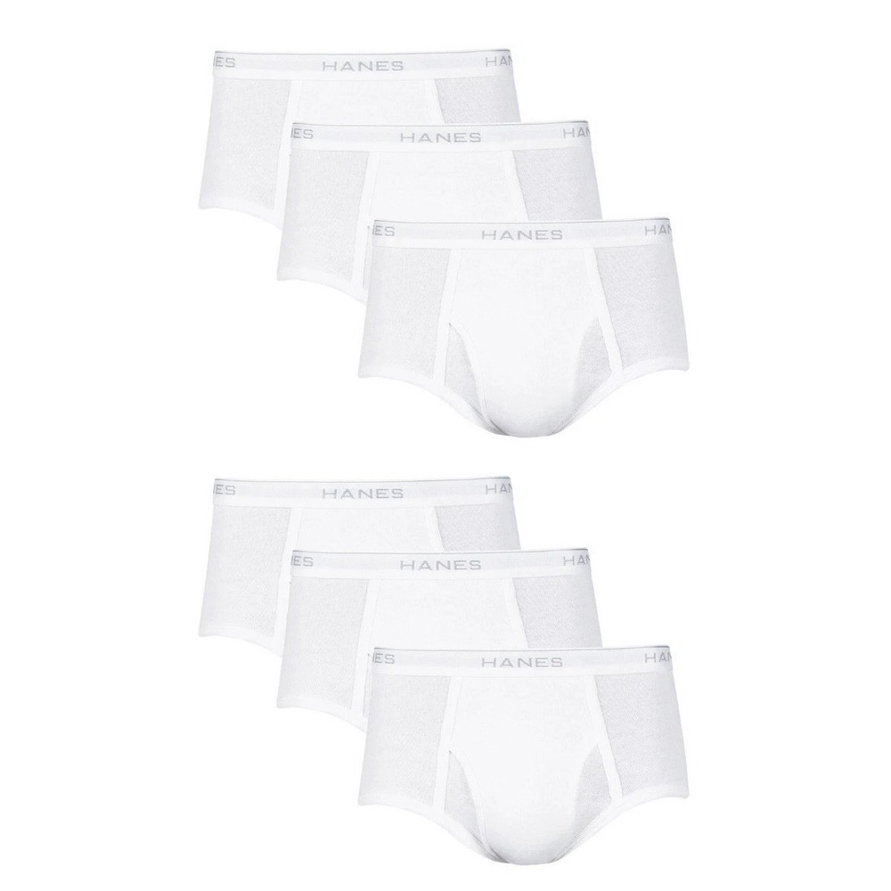 Hanes Boys 6 Pack Tagless White Briefs - Size: M 10-12 - Picture 3 of 3